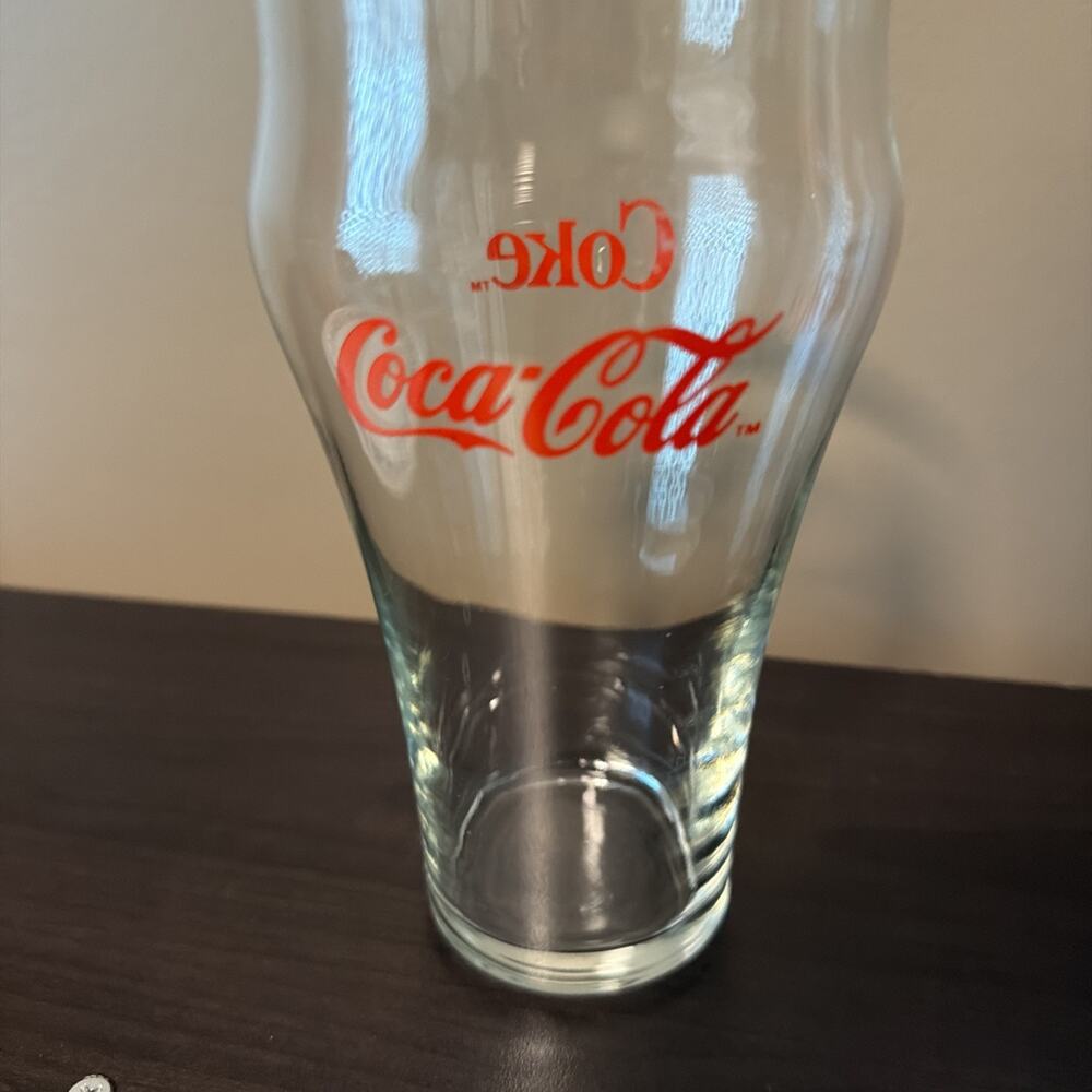 Coca-Cola Glass 16oz CLEAR w/ RED Letters